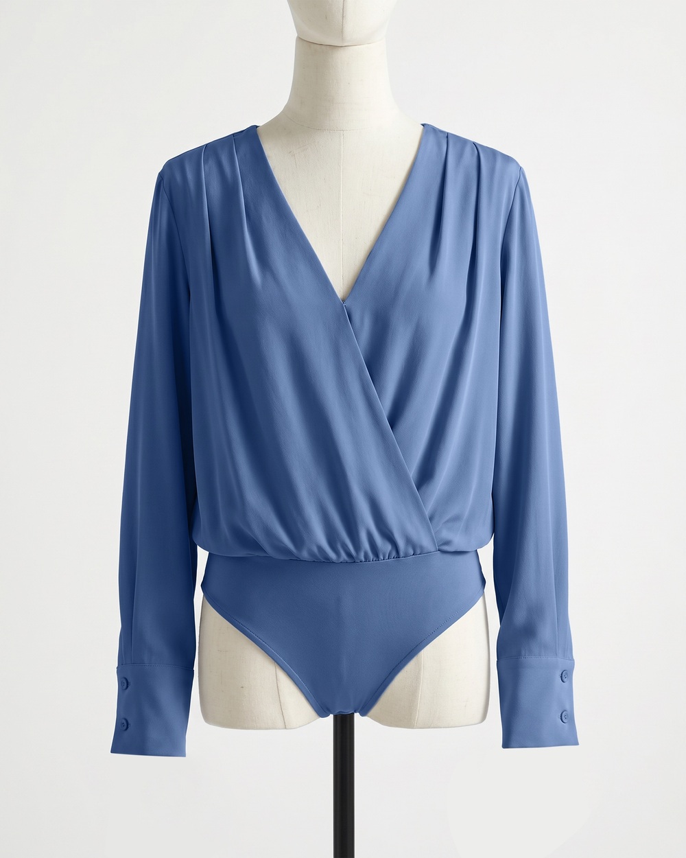 Washable Stretch Silk Surplice Bodysuit
